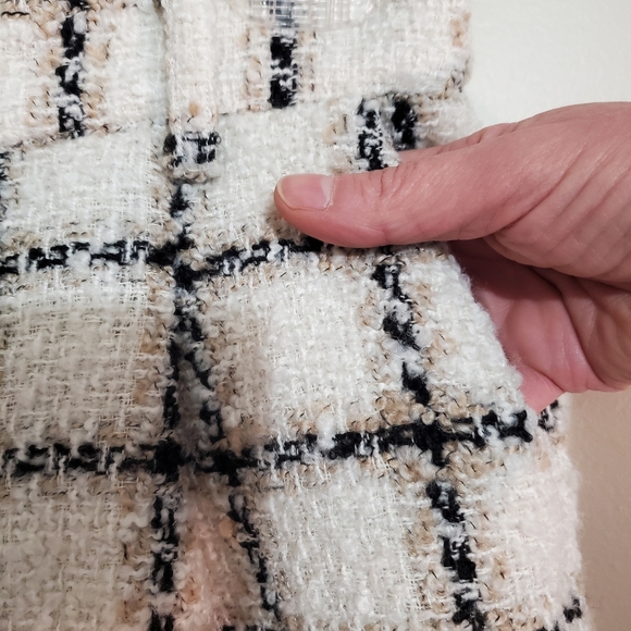 Anine Bing The Becky Tweed Cream Check Tailored High Waist Wool-Blend Shorts NWT - Picture 9 of 15